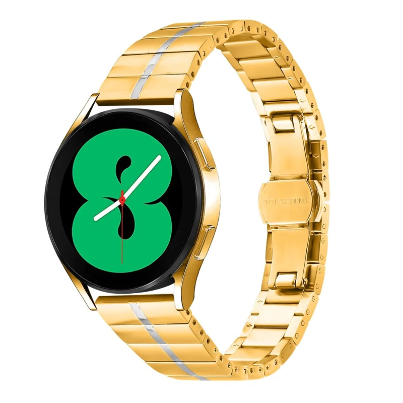For Huami Amazfit GTS Stainless Steel Watch Strap Line Design Replacement Wrist Band - Gold+Silver