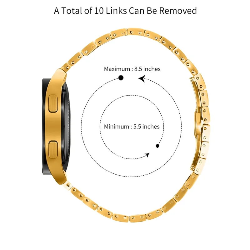 For Huami Amazfit GTS Stainless Steel Watch Strap Line Design Replacement Wrist Band - Gold+Silver