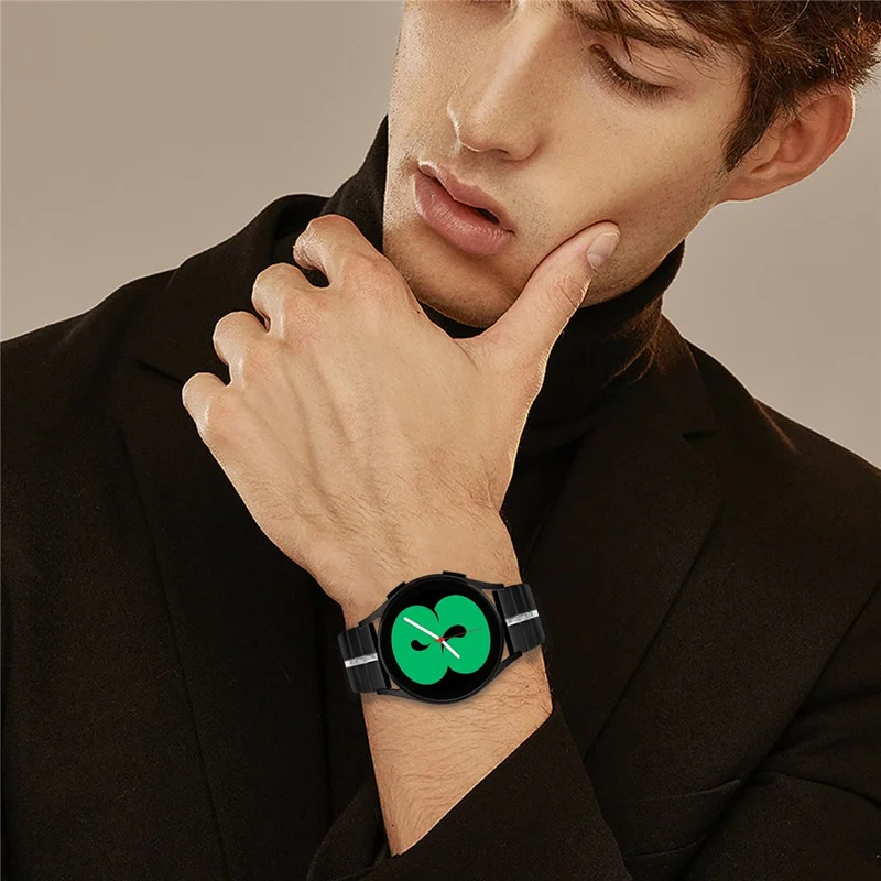 For Huami Amazfit Pop Line Design Stainless Steel Strap Replacement Watch Band - Black+Silver