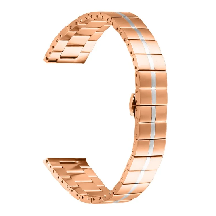 For Huami Amazfit GTS 4 Mini Stainless Steel Watch Strap Replacement Wrist Band - Rose Gold+Silver