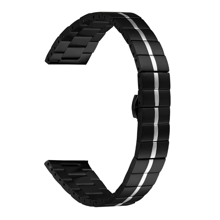 For Samsung Galaxy Watch Active2 44mm / 40mm Stainless Steel Watch Strap Replacement Wrist Band - Black+Silver