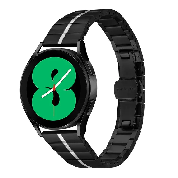 For Samsung Galaxy Watch Active2 44mm / 40mm Stainless Steel Watch Strap Replacement Wrist Band - Black+Silver