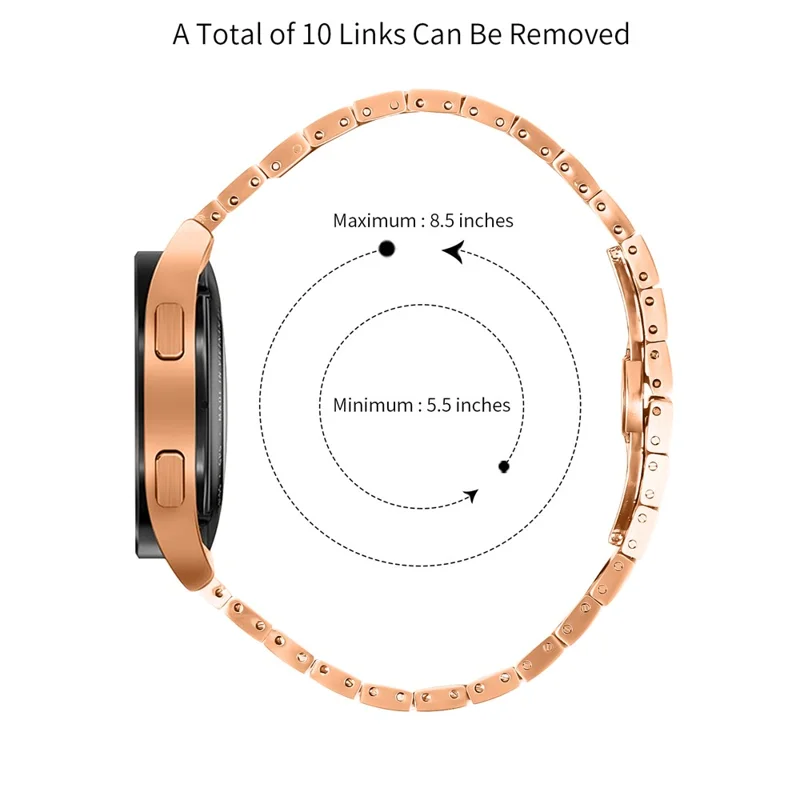 For Garmin Vivomove Luxe / GarminMove Luxe Stainless Steel Watch Strap Replacement Wrist Band - Rose Gold+Silver