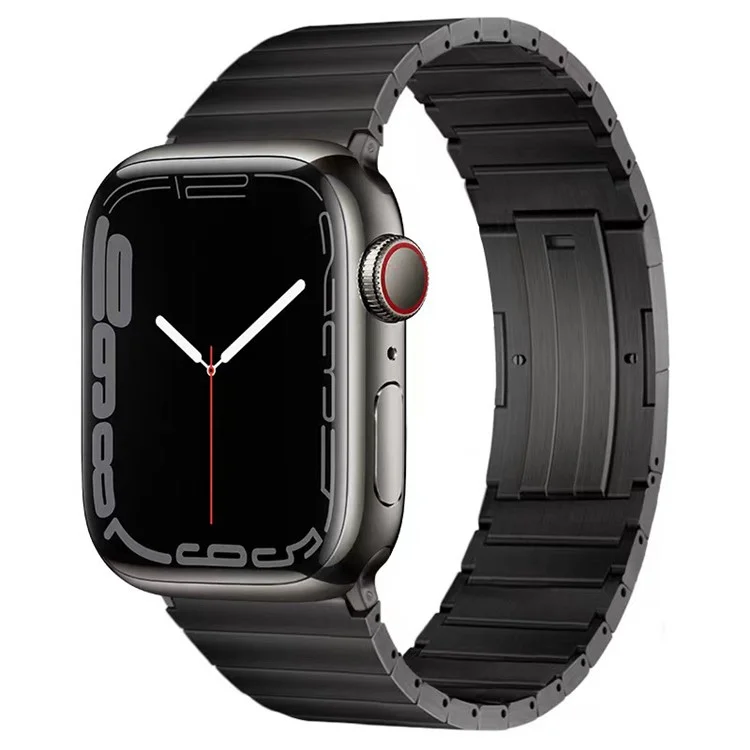 Für Apple Watch 10 46mm / Ultra 2 / Ultra 49mm / 9 8 7 45mm / SE (2023) SE (2022) SE 6 5 4 44mm / 3 2 1 42mm Titanium Legierung Metallarmband - Schwarz