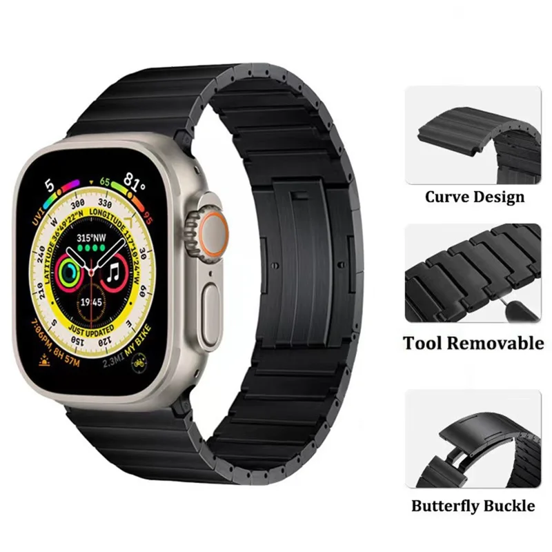 Per Apple Watch Series 10 42mm / 9 8 7 41mm / SE (2023) SE (2022) SE 6 5 4 40mm / 3 2 1 38mm Titanium Alloy Watch Band - Nero