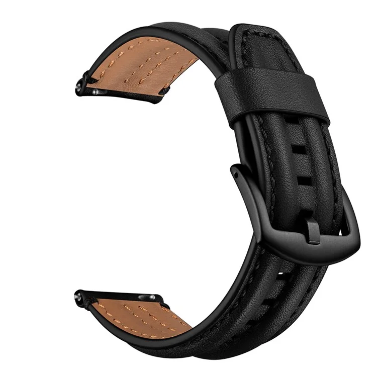 Keel Dupla de 20 mm Banda de Relógio de Pulso de Couro Genuíno Para Huami Amazfit GTR 42mm - Preto