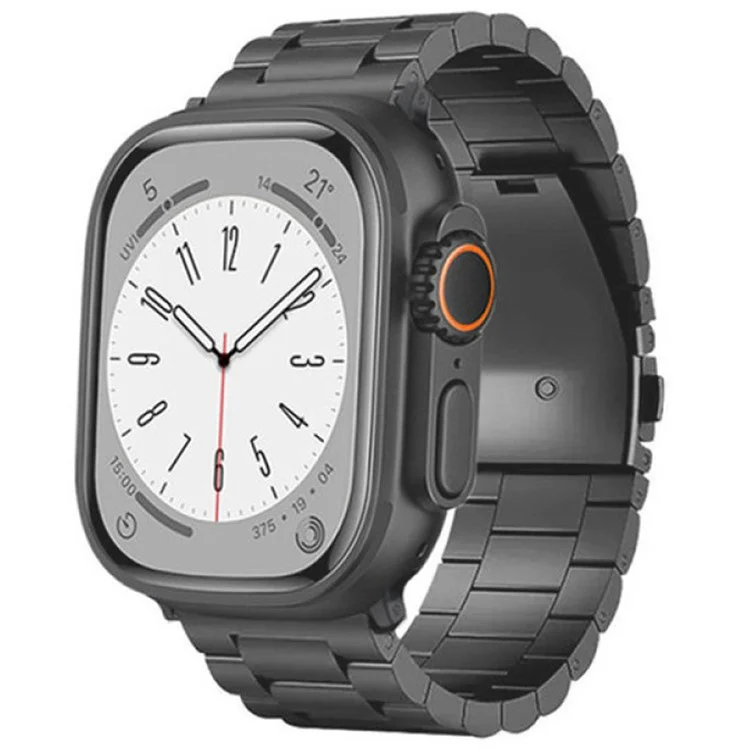 For Apple Watch 10 46mm / Ultra 2 / Ultra 49mm / 9 8 7 45mm / SE (2023) SE (2022) SE 6 5 4 44mm / 3 2 1 42mm Titanium Alloy Band 3-Bead - Grey