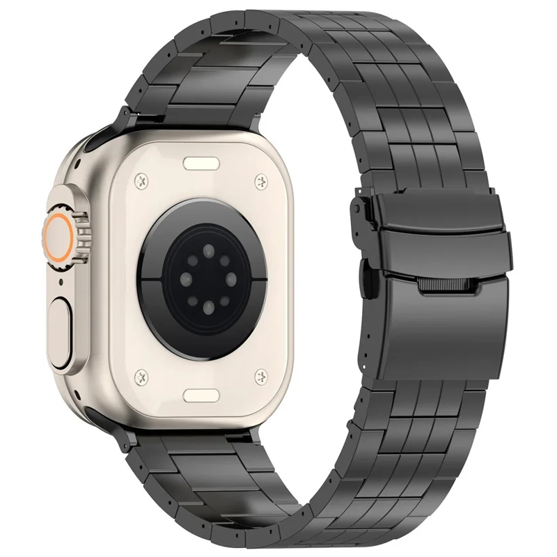 Para Apple Watch Series 10 42mm / 9 8 7 41mm / SE (2023) SE (2022) SE 6 5 4 40mm / 3 2 1 38mm Pulseira de Relógio 5-Bead Titanium Alloy Bracelet -Black