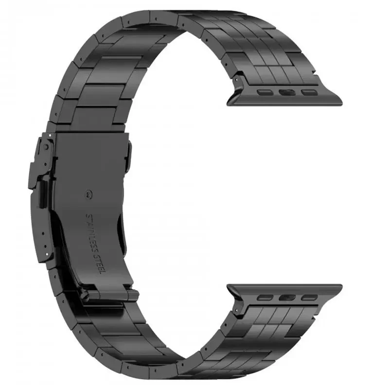 Para Apple Watch Series 10 42mm / 9 8 7 41mm / SE (2023) SE (2022) SE 6 5 4 40mm / 3 2 1 38mm Pulseira de Relógio 5-Bead Titanium Alloy Bracelet -Black