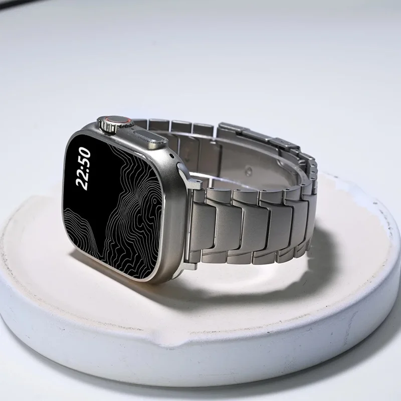 For Apple Watch Ultra 3 2 1 49mm / Series 11 10 46mm / 9 8 7 45mm / SE3 SE2 SE 6 5 4 44mm / 3 2 1 42mm Titanium Alloy Strap Turtleback Clasp - Titanium