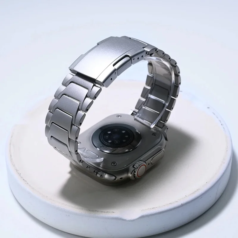 For Apple Watch Ultra 3 2 1 49mm / Series 11 10 46mm / 9 8 7 45mm / SE3 SE2 SE 6 5 4 44mm / 3 2 1 42mm Titanium Alloy Strap Turtleback Clasp - Titanium
