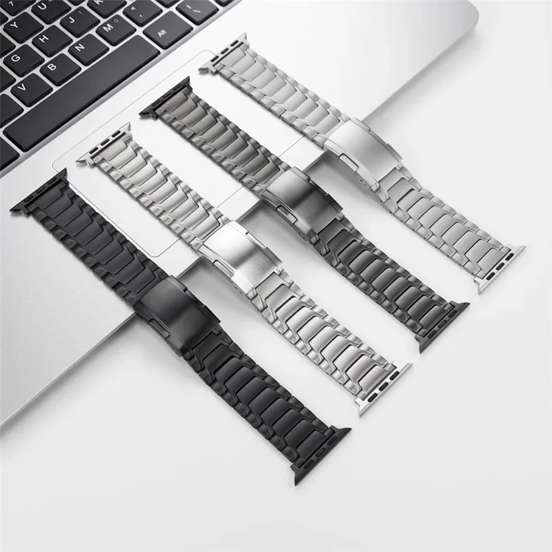 For Apple Watch Ultra 3 2 1 49mm / Series 11 10 46mm / 9 8 7 45mm / SE3 SE2 SE 6 5 4 44mm / 3 2 1 42mm Titanium Alloy Strap Turtleback Clasp - Titanium