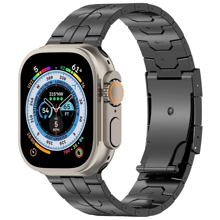 For Apple Watch 10 46mm / Ultra 2 / Ultra 49mm / 9 8 7 45mm / SE (2023) SE (2022) SE 6 5 4 44mm / 3 2 1 42mm Titanium Alloy Strap Band - Black