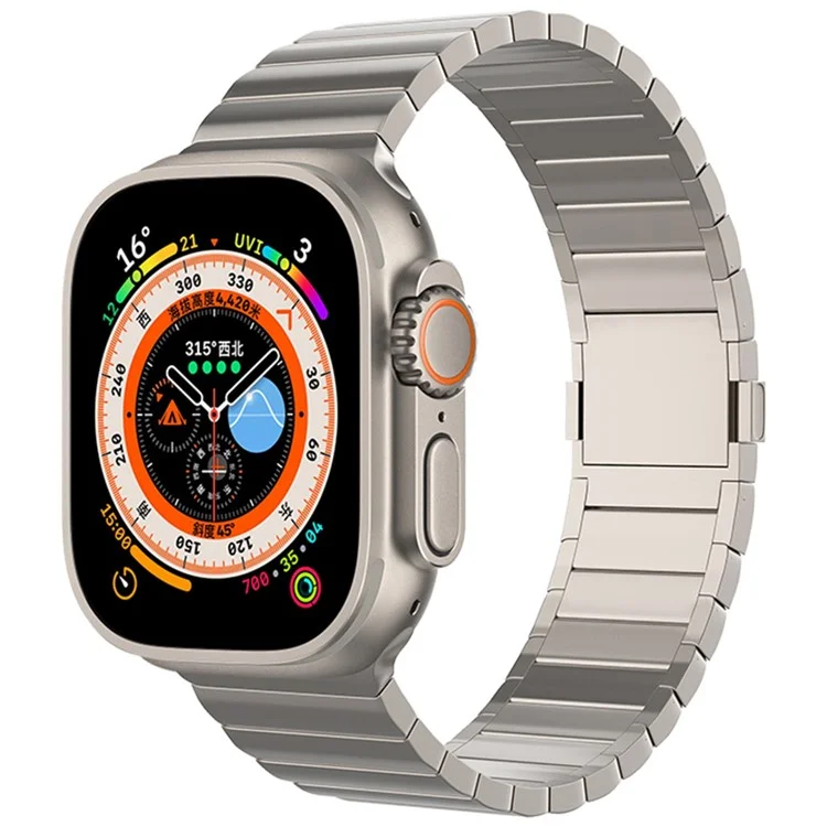 Für Apple Watch 10 46mm / Ultra 2 / Ultra 49mm / 9 8 7 45mm / SE (2023) SE (2022) SE 6 5 4 44mm / 3 2 1 42mm Titanlegierung-Armband mit Magnetverschluss - Titan