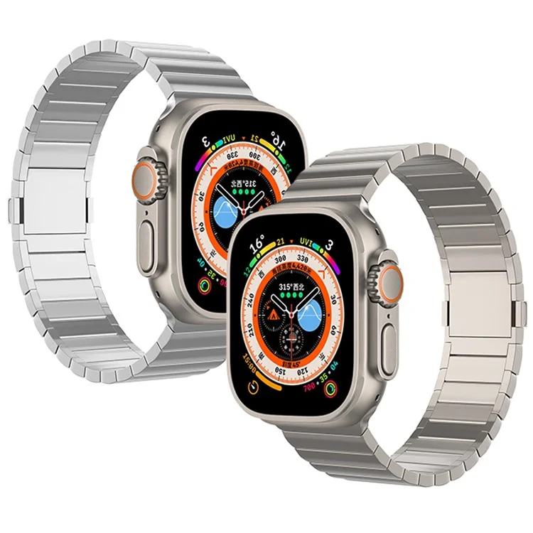 Für Apple Watch 10 46mm / Ultra 2 / Ultra 49mm / 9 8 7 45mm / SE (2023) SE (2022) SE 6 5 4 44mm / 3 2 1 42mm Titanlegierung-Armband mit Magnetverschluss - Titan