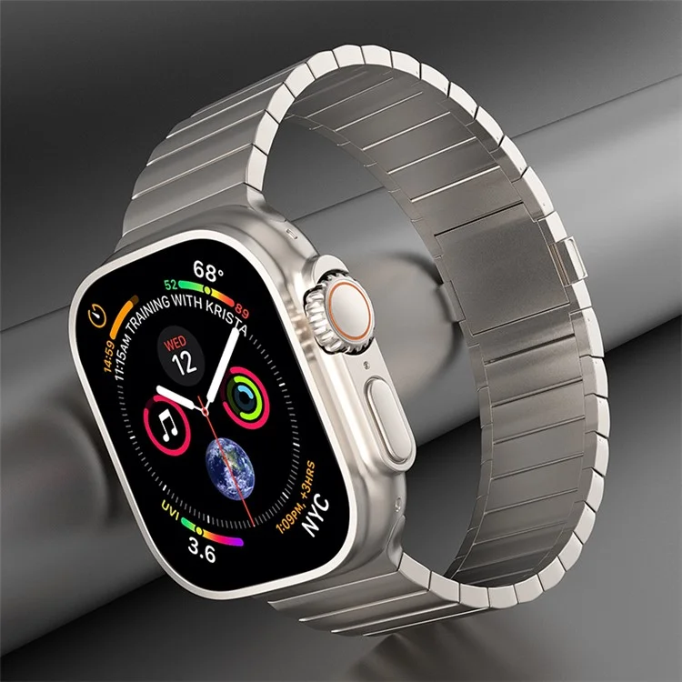 Für Apple Watch 10 46mm / Ultra 2 / Ultra 49mm / 9 8 7 45mm / SE (2023) SE (2022) SE 6 5 4 44mm / 3 2 1 42mm Titanlegierung-Armband mit Magnetverschluss - Titan