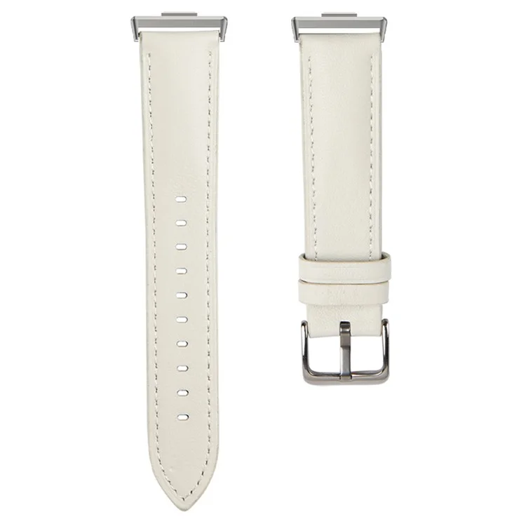 For Huawei Watch Fit 3 Genuine Cow Leather Band Slim Watch Strap - Beige