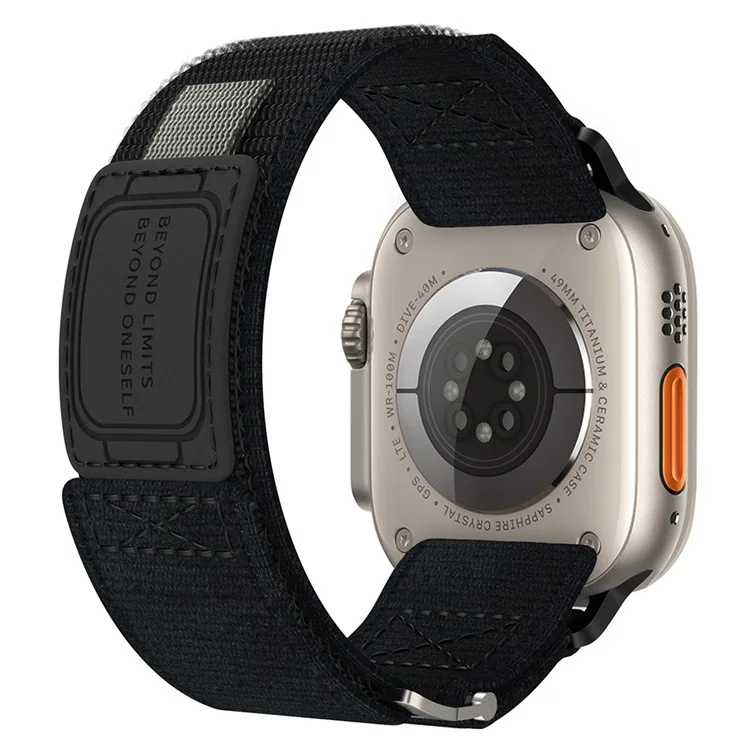 For Apple Watch Series 10 42mm / 9 8 7 41mm / SE (2023) SE (2022) SE 6 5 4 40mm / 3 2 1 38mm Nylon Watch Strap Magic Tape Replacement Band - Black