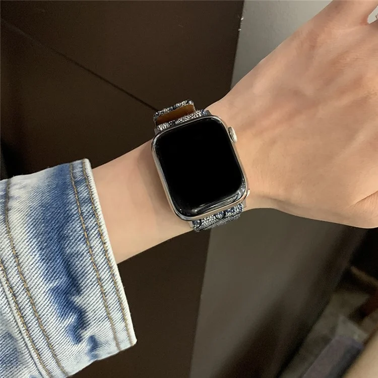 Для Apple Watch Series 10 42мм / 9 8 7 41мм / SE (2023) SE (2022) SE 6 5 4 40мм / 3 2 1 38мм Сменный ремешок Denim Watch Band - Темно-синий