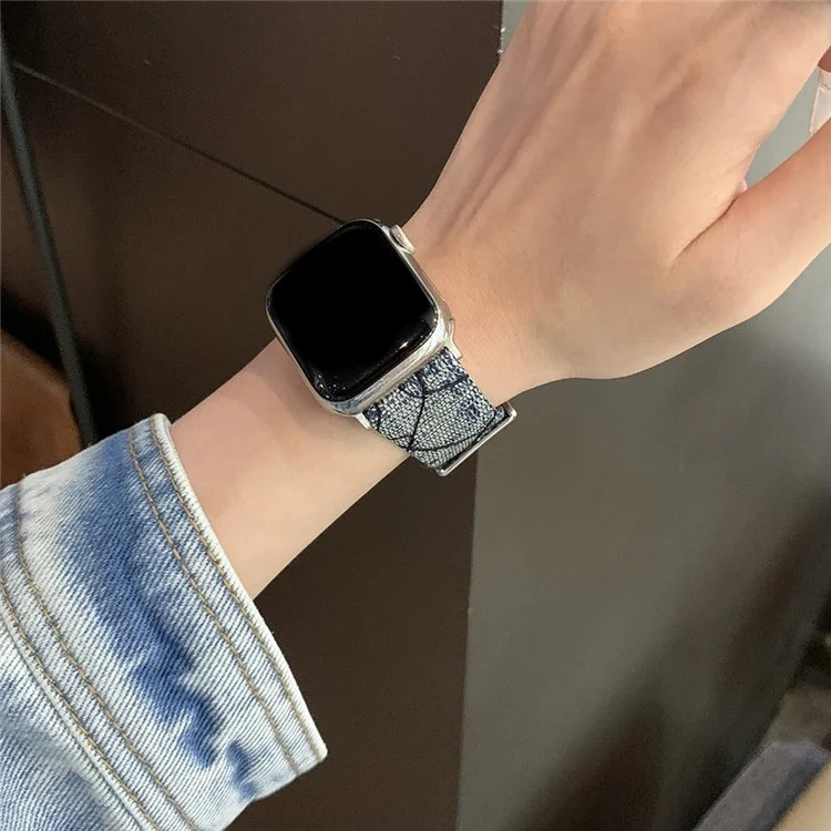 Для Apple Watch Series 10 42мм / 9 8 7 41мм / SE (2023) SE (2022) SE 6 5 4 40мм / 3 2 1 38мм Сменный ремешок Denim Watch Band - Темно-синий
