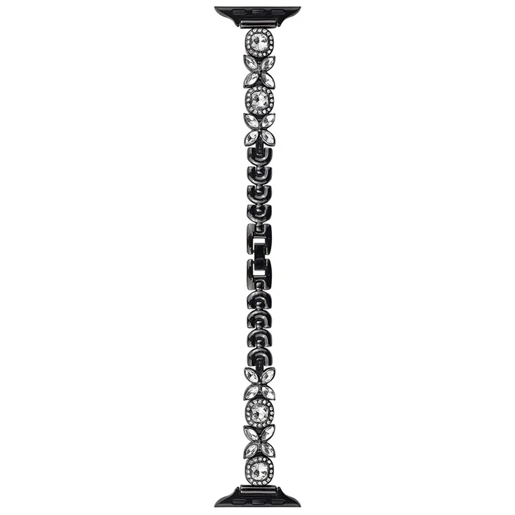 Für Apple Watch Series 10 42mm / 9 8 7 41mm / SE (2023) SE (2022) SE 6 5 4 40mm / 3 2 1 38mm Band Zirkon-Gems-Armband - Schwarz