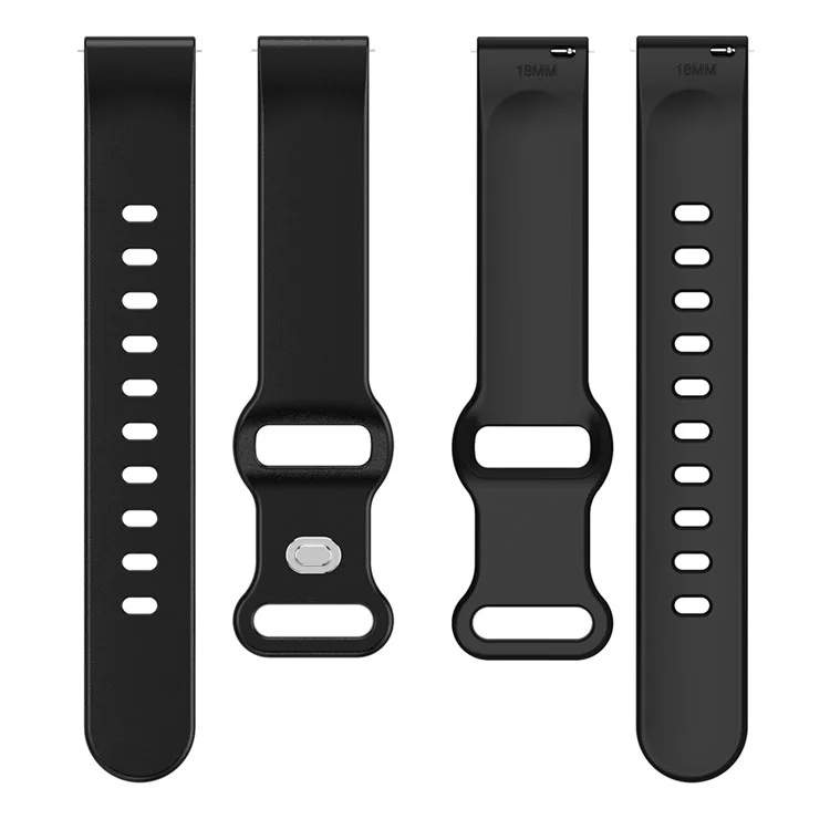 Cinturino in silicone a tinta unita universale da 18 mm con fibbia a forma di farfalla per smartwatch - Nero