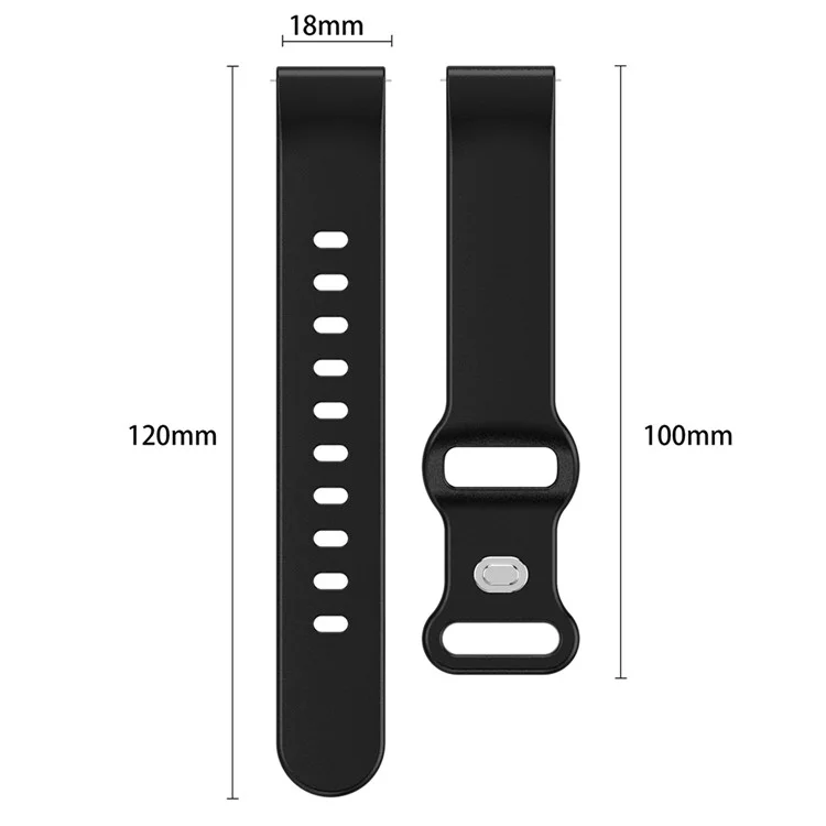 Cinturino in silicone a tinta unita universale da 18 mm con fibbia a forma di farfalla per smartwatch - Nero