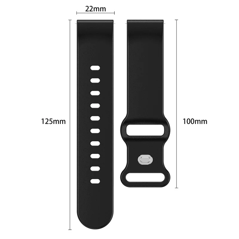 Universal 22mm Silicone Watch Strap Solid Color Butterfly Shape Buckle Replacement Band - Black