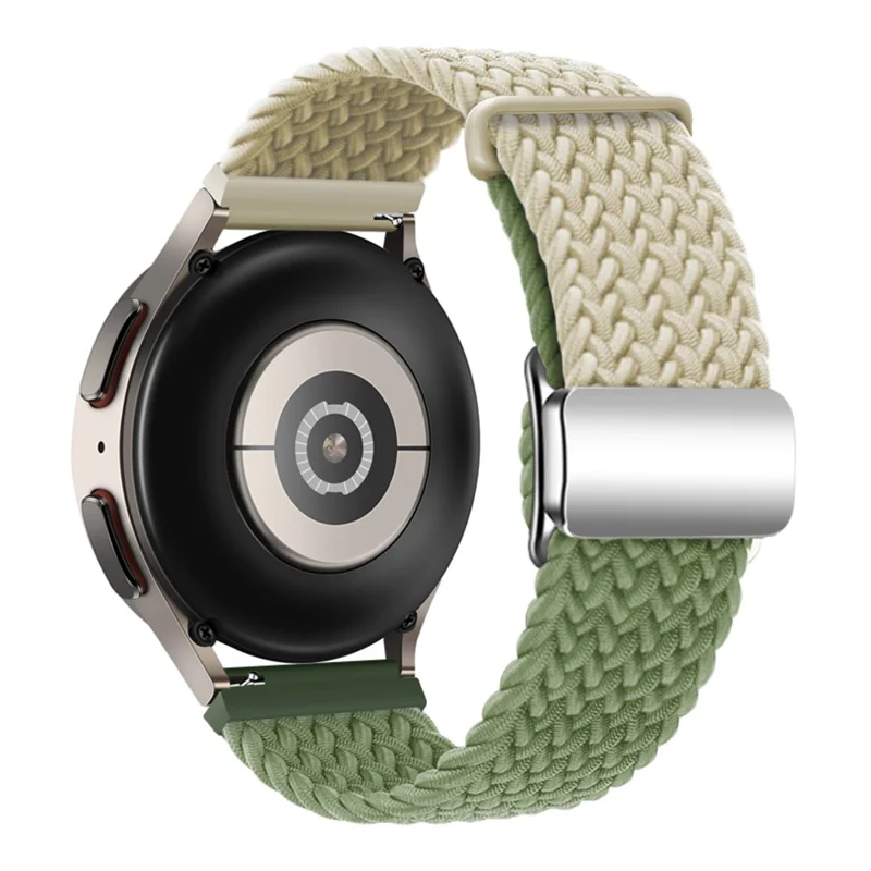 Universal 22mm Woven Watch Strap Silver Magnetic Buckle Replacement Wrist Band - Starlight+Green