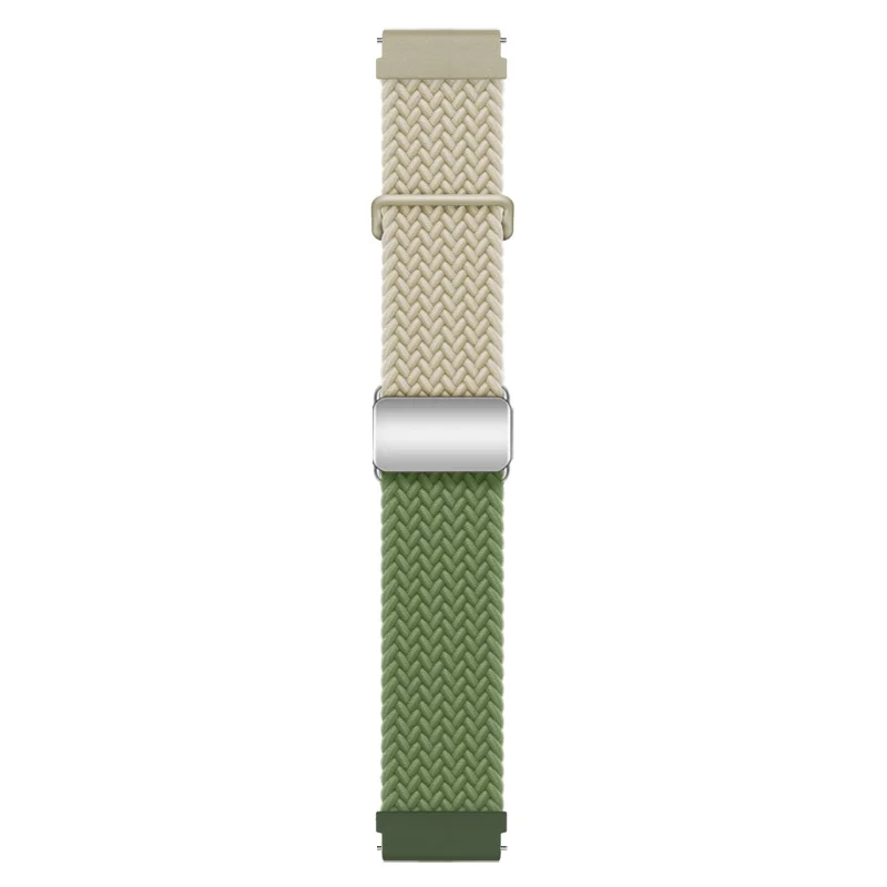 Universal 22mm Woven Watch Strap Silver Magnetic Buckle Replacement Wrist Band - Starlight+Green