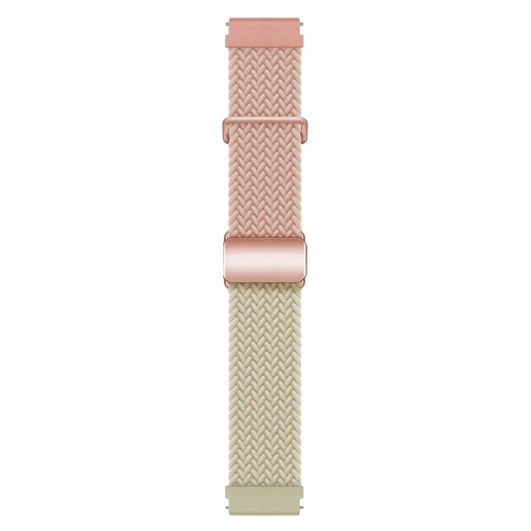 22mm Universal Smartwatch Strap Magnetic Buckle Replacement Woven Wrist Band - Pink+Starlight / Rose Gold Buckle