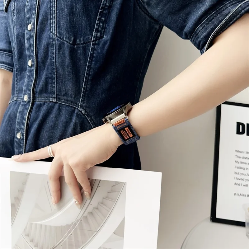 KALEBOL For Huawei Watch 4/4 Pro/GT 4 46mm Universal Smart Watch Strap 22mm Denim Magic Tape Adjustable Wrist Band - Yellow