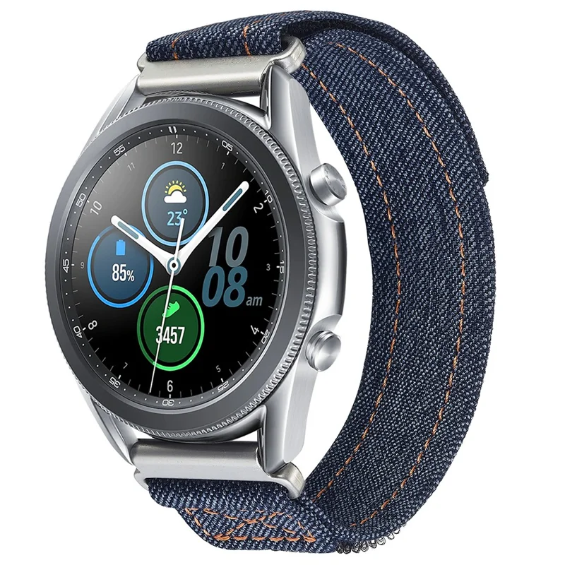KALEBOL For Huawei Watch 4/4 Pro/GT 4 46mm Universal Smart Watch Strap 22mm Denim Magic Tape Adjustable Wrist Band - Dark Grey