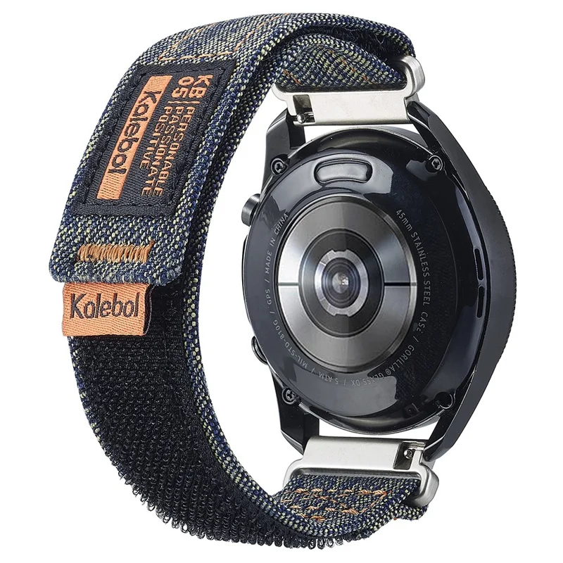 KALEBOL For Huawei Watch 4/4 Pro/GT 4 46mm Universal Smart Watch Strap 22mm Denim Magic Tape Adjustable Wrist Band - Dark Grey