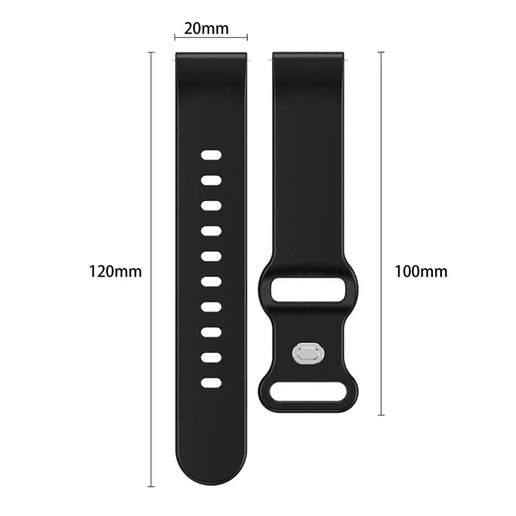 For Huawei Watch GT 3 42mm / GT 3 Pro 43mm Universal 20mm Silicone Watch Strap Butterfly Shape Buckle Band - Black