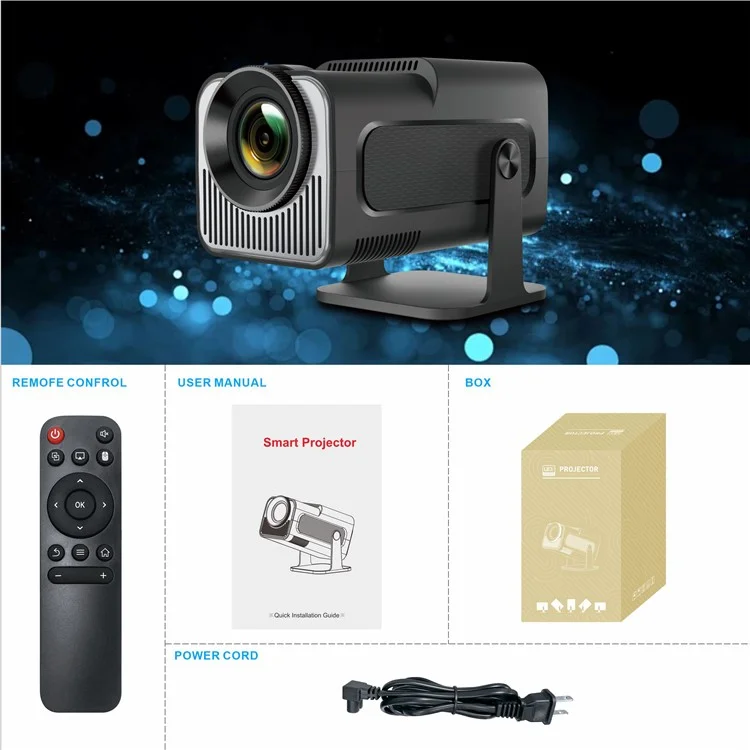 HY320 mini Projecteur Android 11.0 720P Mini WiFi 2,4G/5G WiFi6 Bluetooth 5.0 200 ANSI Appareil de Cinéma Maison (CE RoHs FCC) - Prise AU