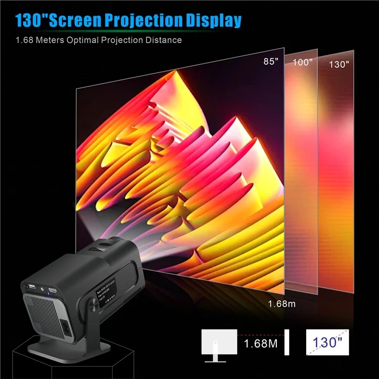 HY320 mini Projecteur Android 11.0 720P Mini WiFi 2,4G/5G WiFi6 Bluetooth 5.0 200 ANSI Appareil de Cinéma Maison (CE RoHs FCC) - Prise AU