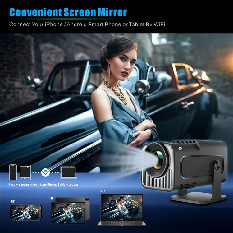 HY320 mini Projecteur Android 11.0 720P Mini WiFi 2,4G/5G WiFi6 Bluetooth 5.0 200 ANSI Appareil de Cinéma Maison (CE RoHs FCC) - Prise AU