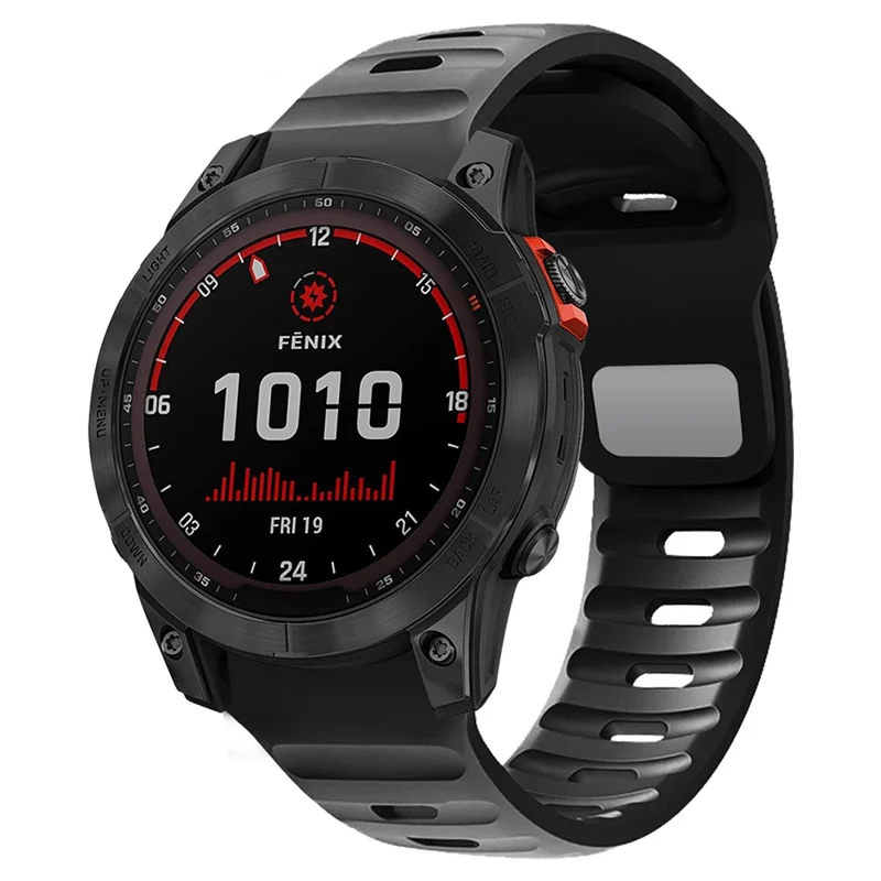 For Garmin Fenix 7X Soft Silicone Watch Strap Adjustable Wrist Band Replacement - Black