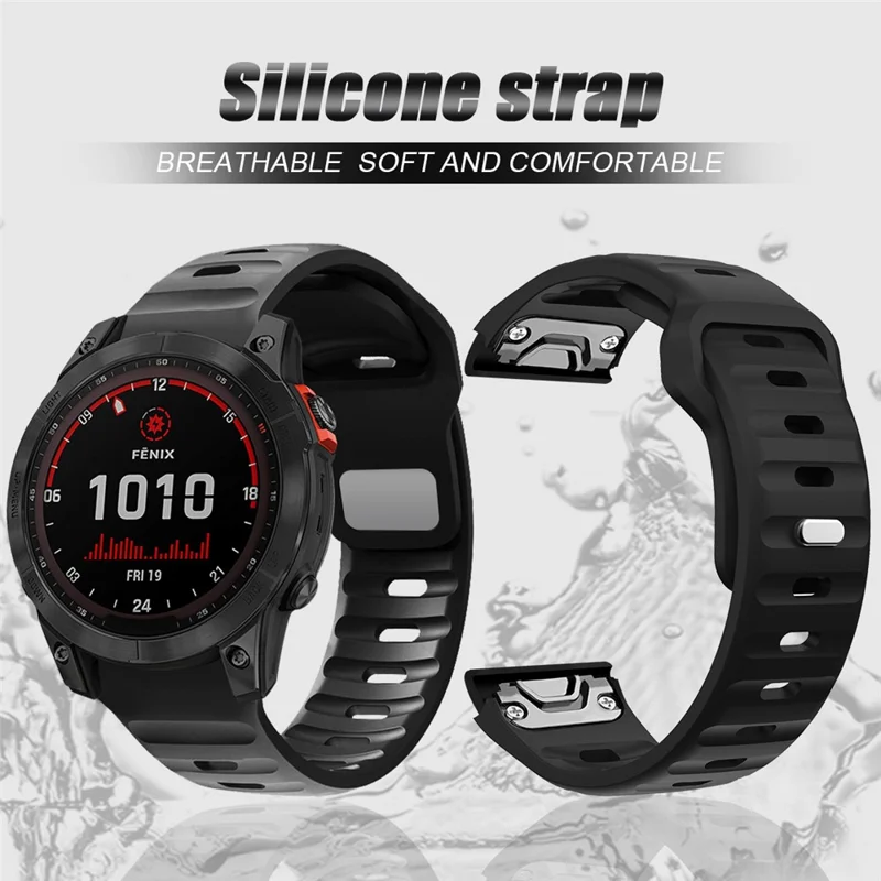 For Garmin Fenix 7X Soft Silicone Watch Strap Adjustable Wrist Band Replacement - Black