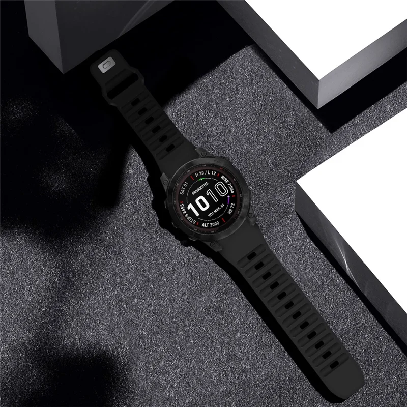 For Garmin Fenix 7X Soft Silicone Watch Strap Adjustable Wrist Band Replacement - Black