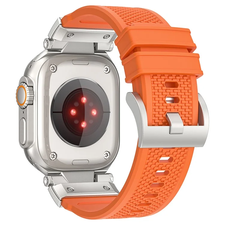 For Apple Watch 10 46mm / Ultra 2 / Ultra 49mm / 9 8 7 45mm / SE (2023) SE (2022) SE 6 5 4 44mm / 3 2 1 42mm Rubber Band Strap - Orange