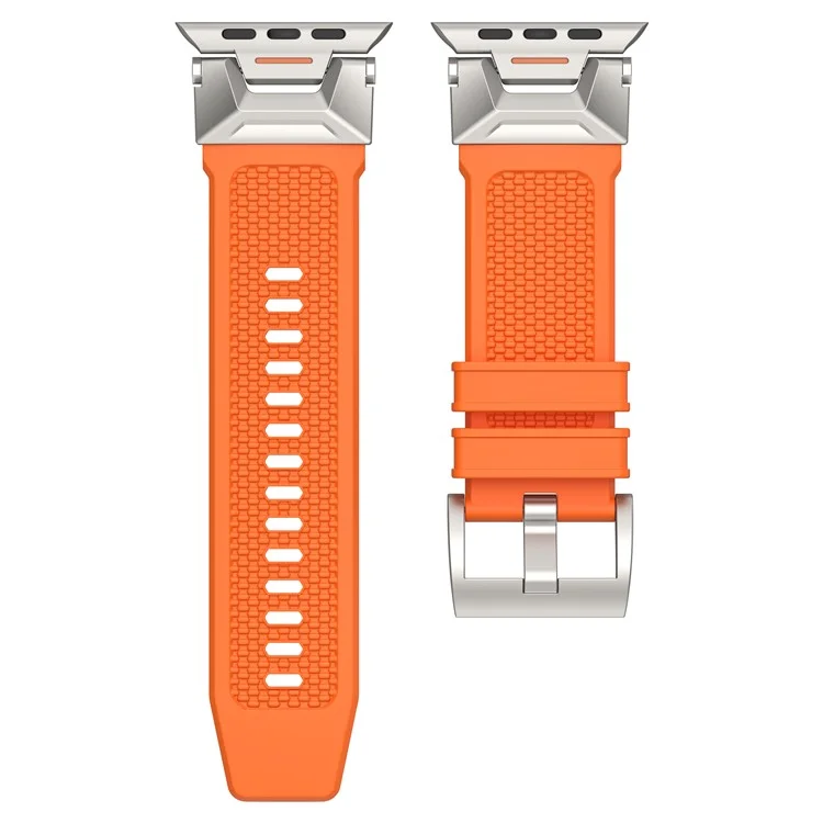 For Apple Watch 10 46mm / Ultra 2 / Ultra 49mm / 9 8 7 45mm / SE (2023) SE (2022) SE 6 5 4 44mm / 3 2 1 42mm Rubber Band Strap - Orange