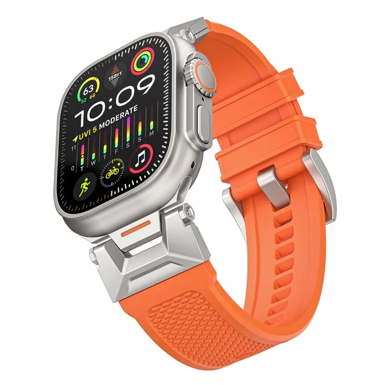For Apple Watch 10 46mm / Ultra 2 / Ultra 49mm / 9 8 7 45mm / SE (2023) SE (2022) SE 6 5 4 44mm / 3 2 1 42mm Rubber Band Strap - Orange