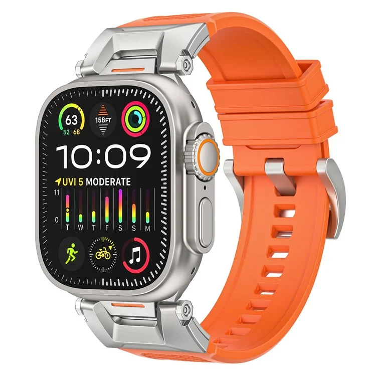 For Apple Watch 10 46mm / Ultra 2 / Ultra 49mm / 9 8 7 45mm / SE (2023) SE (2022) SE 6 5 4 44mm / 3 2 1 42mm Rubber Band Strap - Orange