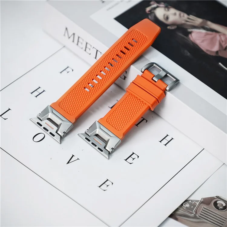 For Apple Watch 10 46mm / Ultra 2 / Ultra 49mm / 9 8 7 45mm / SE (2023) SE (2022) SE 6 5 4 44mm / 3 2 1 42mm Rubber Band Strap - Orange