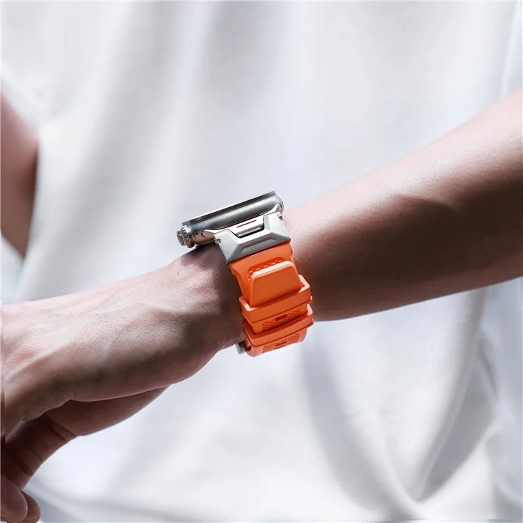 For Apple Watch 10 46mm / Ultra 2 / Ultra 49mm / 9 8 7 45mm / SE (2023) SE (2022) SE 6 5 4 44mm / 3 2 1 42mm Rubber Band Strap - Orange