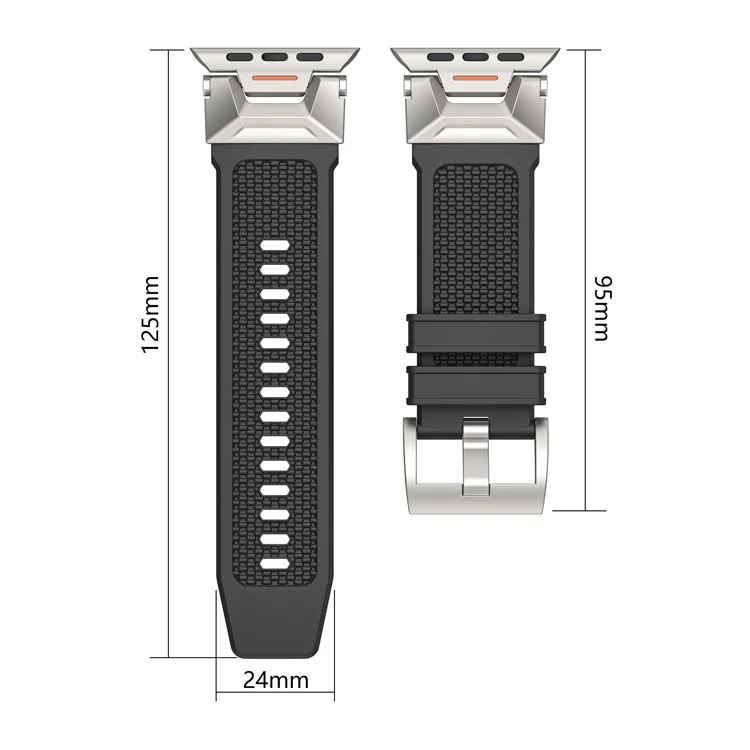 For Apple Watch 10 46mm / Ultra 2 / Ultra 49mm / 9 8 7 45mm / SE (2023) SE (2022) SE 6 5 4 44mm / 3 2 1 42mm Rubber Band Strap - Orange