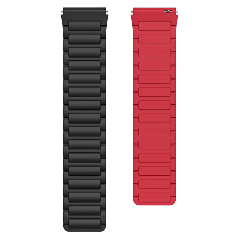 For Huawei / Samsung Smart Watch Silicone Band 22mm Universal Magnetic Replacement Strap - Black+Red