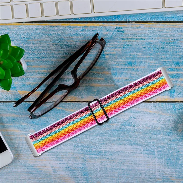 For Garmin Vivomove 3 / GarminMove 3 20mm Elastic Watch Strap Replacement Watchband - Rainbow
